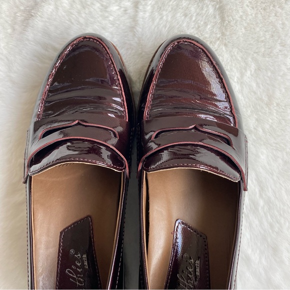 Earthies By Earth Braga Wine Burgundy Patent Leather Penny Loafers | Sz 7.5 - Picture 5 of 10